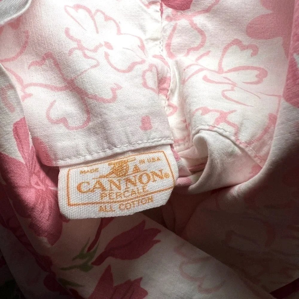 CANNON Vintage Percale Cotton Retro Pink Floral Flower Standard Pillowcase (1)